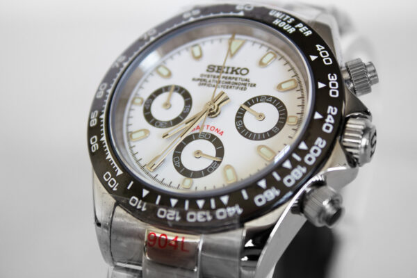 White Seiko Daytona Watch Custom Mod - Image 9