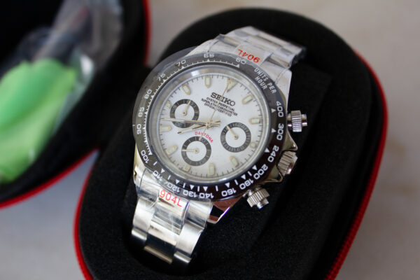 White Seiko Daytona Watch Custom Mod - Image 8