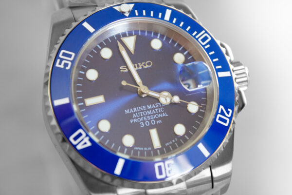 Custom Seiko Yachtmaster Sunburst Blue Dial with Blue Ceramic Bezel - Image 3