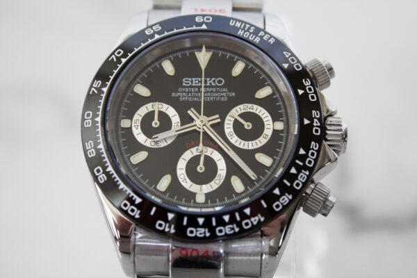 Seiko Daytona Watch 40mm Black Dial Seitona Mod - Image 2