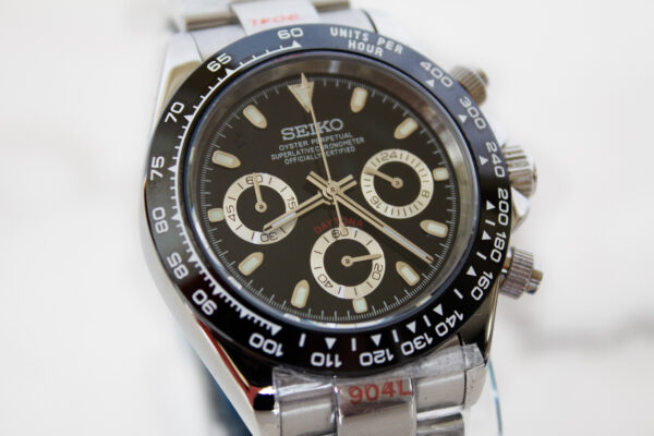 Seiko Daytona Watch 40mm Black Dial Seitona Mod - Image 3