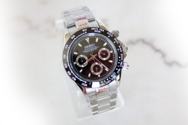 Seiko Daytona Watch 40mm Black Dial Seitona Mod - Image 4