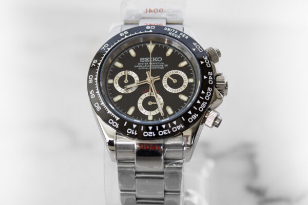 Seiko Daytona Watch 40mm Black Dial Seitona Mod - Image 5