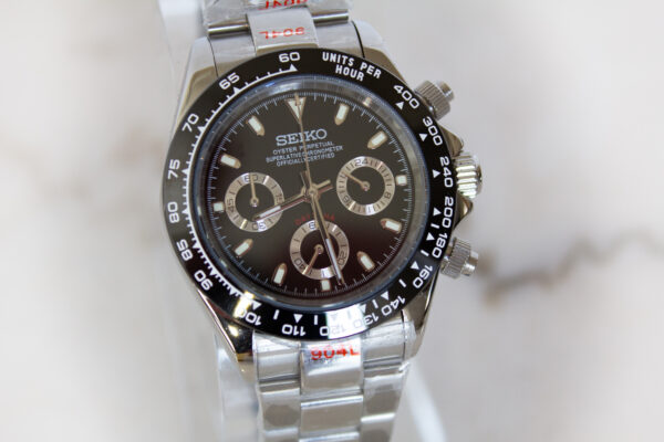 Seiko Daytona Watch 40mm Black Dial Seitona Mod - Image 7