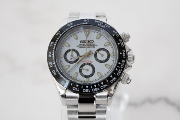 White Seiko Daytona Watch Custom Mod