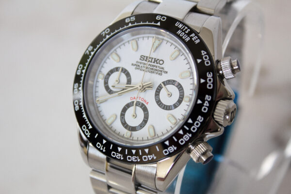 White Seiko Daytona Watch Custom Mod - Image 4